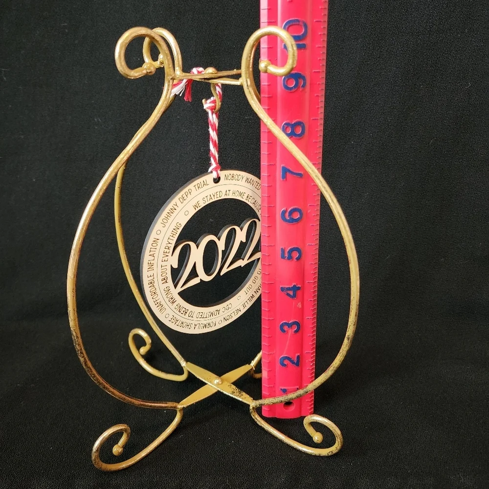 PIER 1 metal foldable holiday ornament holder gold tone Original Box